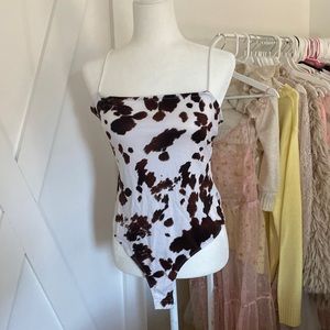 Cow Print Cami Bodysuit, Forever 21, XL